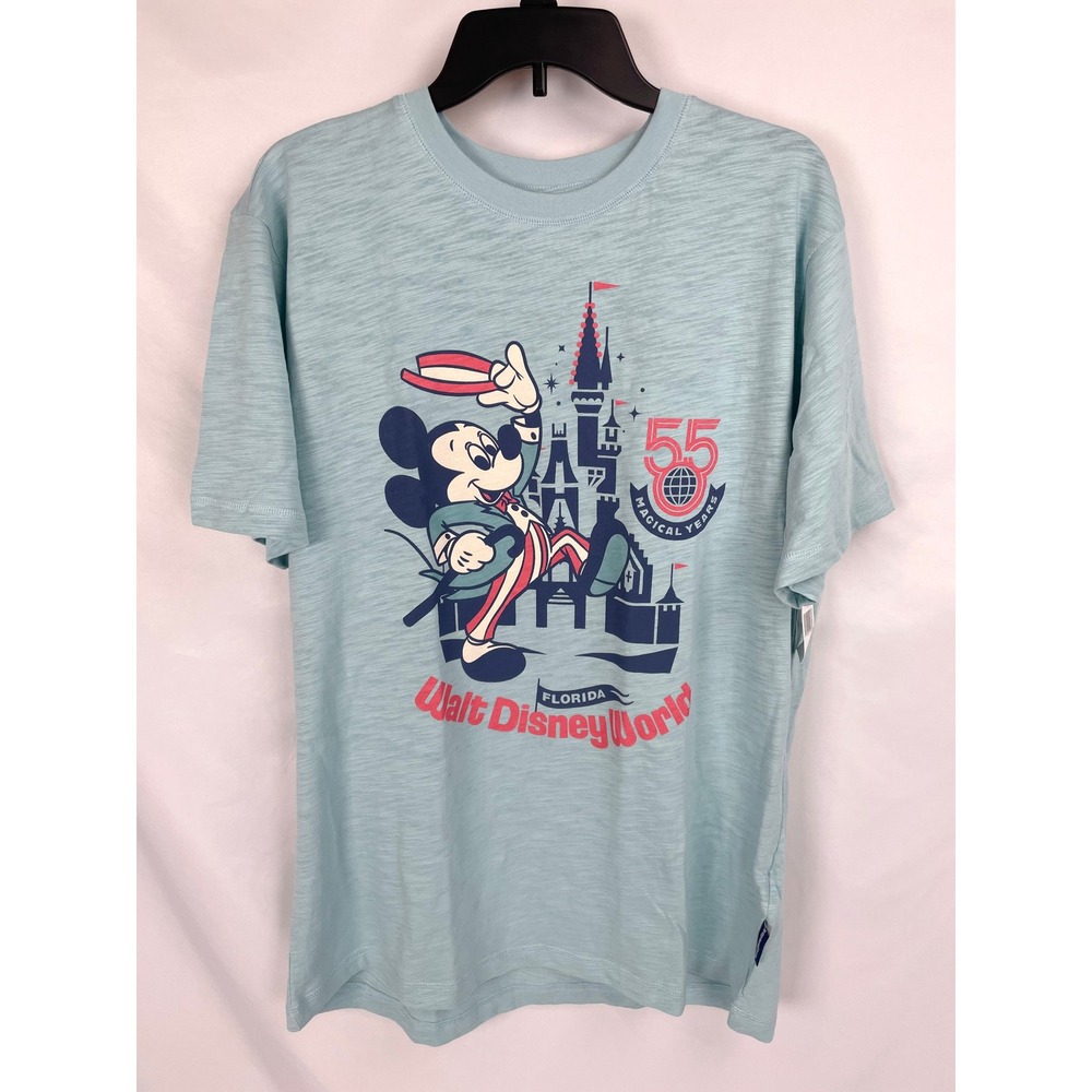 Disney World 55th Anniversary Magic Kingdom Adult Large Blue Shirt Short Sleeve